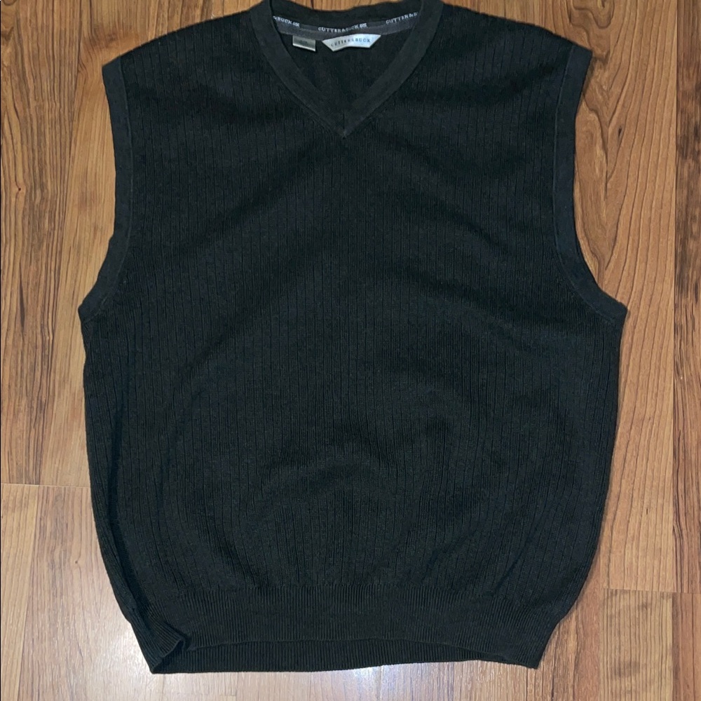 Cutter & Buck Men's V-Neck Dark Green Sweater Vest Size Large